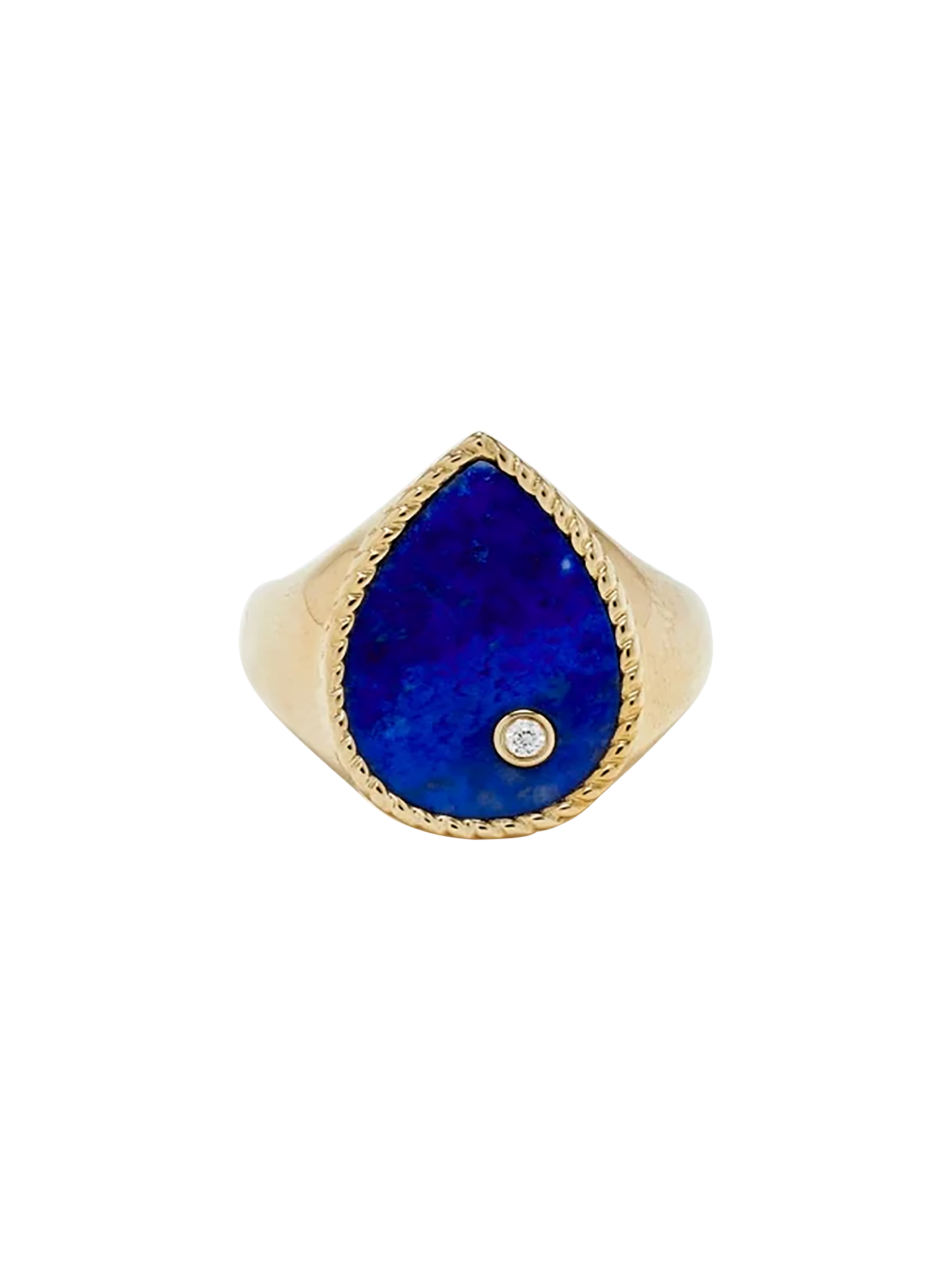 Yellow gold lapis lazuli pear signet ring